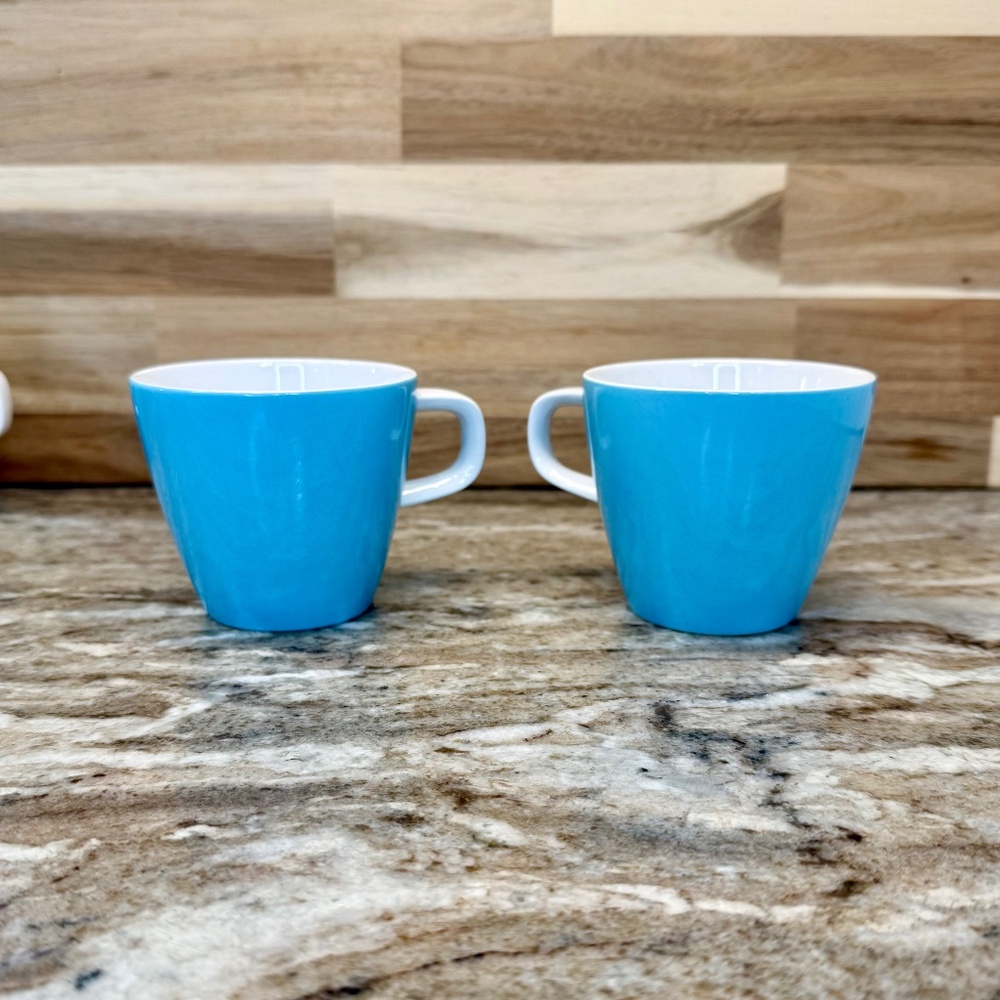 Vintage Mikasa Blue Point Pattern Cera Stone #3995 Flat Coffee Tea Cup Mug 6 oz